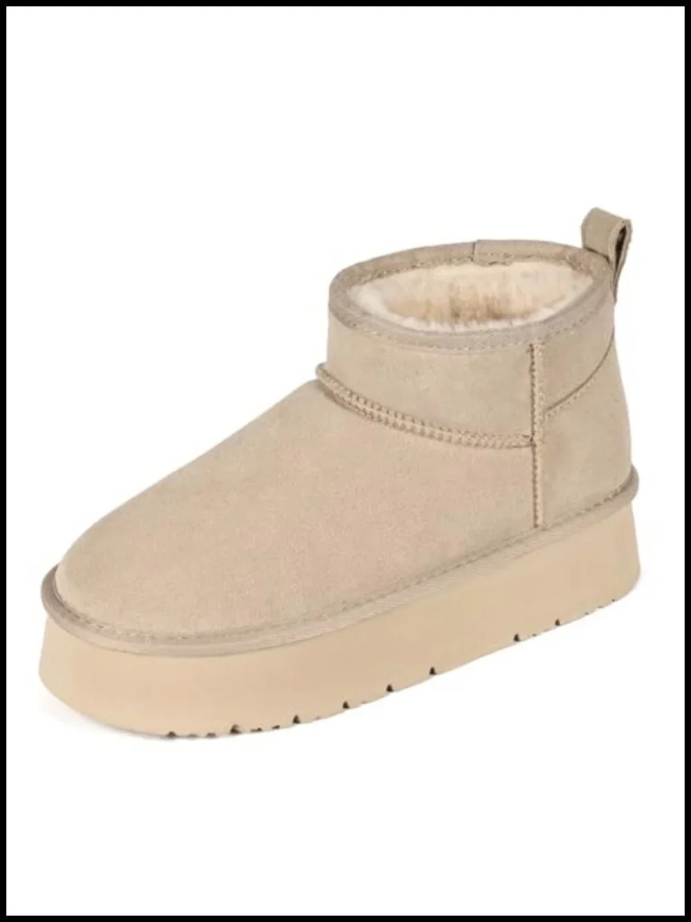 Genuine Suede Platform Ankle Snow Boots with Faux Fur Lining